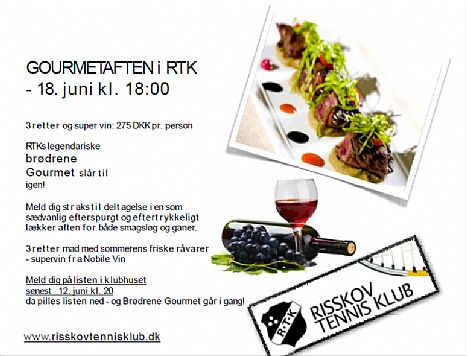 Gourmetaften 18. juni kl 18.00 - RTK