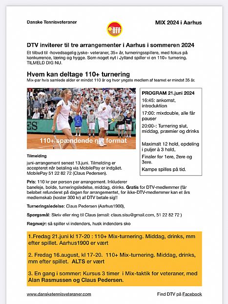 Fredag 21/6: 110+ Mix-turnering i Aarhus 1900 - RTK